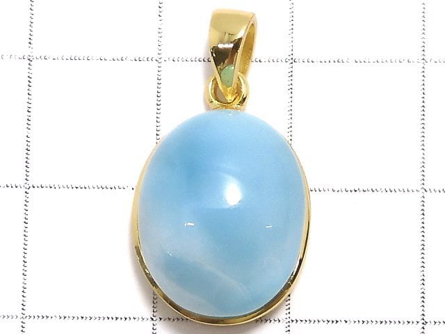 [Video][One of a kind] Larimar Pectolite AAA- Pendant 18KGP NO.203