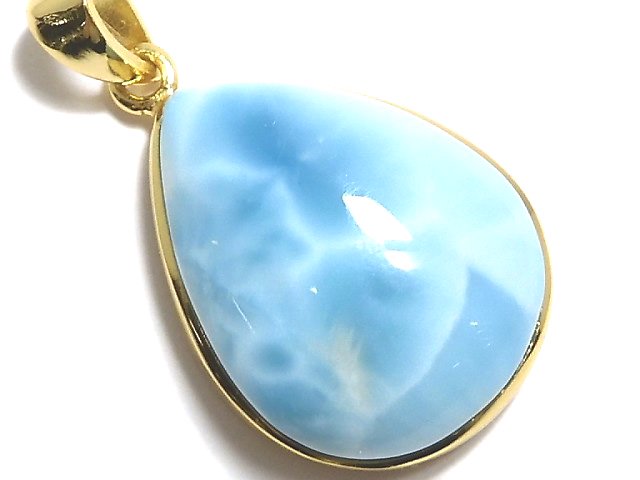 [Video][One of a kind] Larimar Pectolite AA++ Pendant 18KGP NO.209