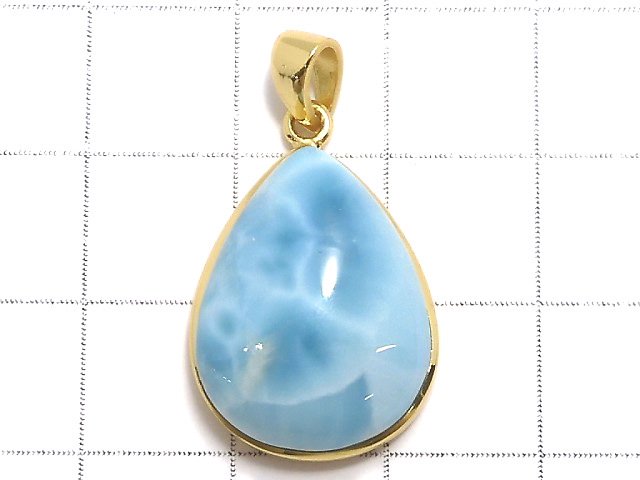 [Video][One of a kind] Larimar Pectolite AA++ Pendant 18KGP NO.209