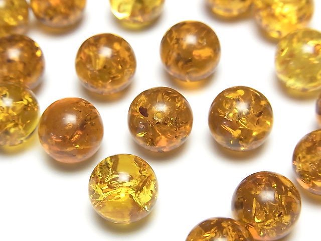 [Video] Baltic Amber Half Drilled Hole Round 10mm 4pcs