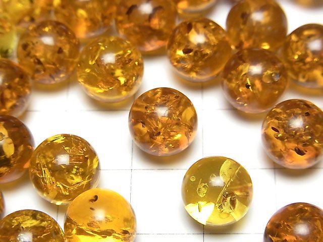 [Video] Baltic Amber Half Drilled Hole Round 10mm 4pcs