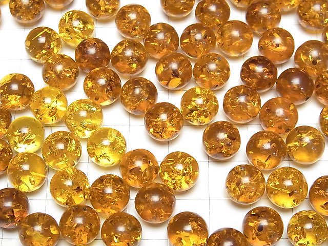 [Video] Baltic Amber Half Drilled Hole Round 10mm 4pcs