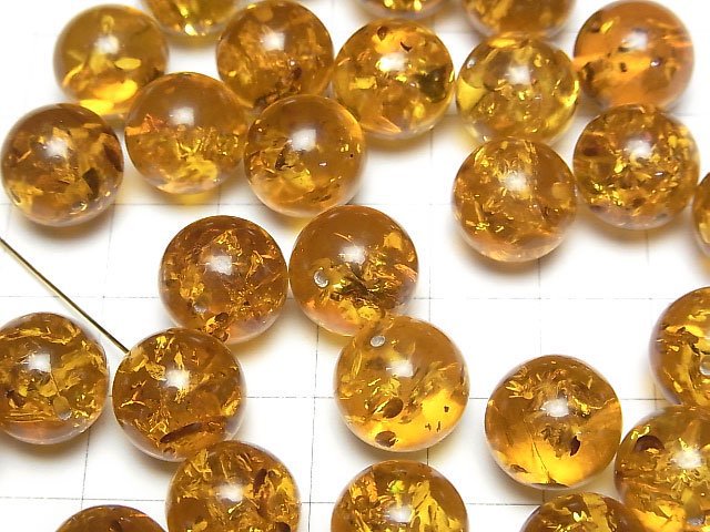 [Video] Baltic Amber Half Drilled Hole Round 12mm 2pcs