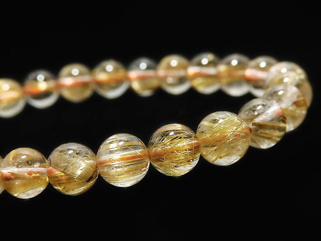 [Video][One of a kind] Rutilated Quartz AAA- Round 7mm Bracelet NO.313