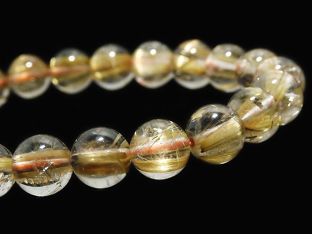 [Video][One of a kind] Rutilated Quartz AAA- Round 7.5mm Bracelet NO.314