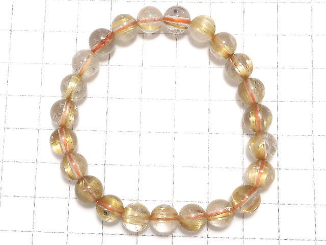 [Video][One of a kind] Rutilated Quartz AAA- Round 7.5mm Bracelet NO.314