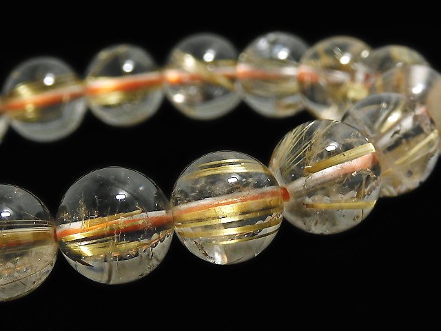 [Video][One of a kind] Rutilated Quartz AAA- Round 10mm Bracelet NO.316