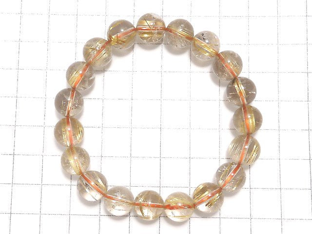 [Video][One of a kind] Rutilated Quartz AAA- Round 10mm Bracelet NO.316