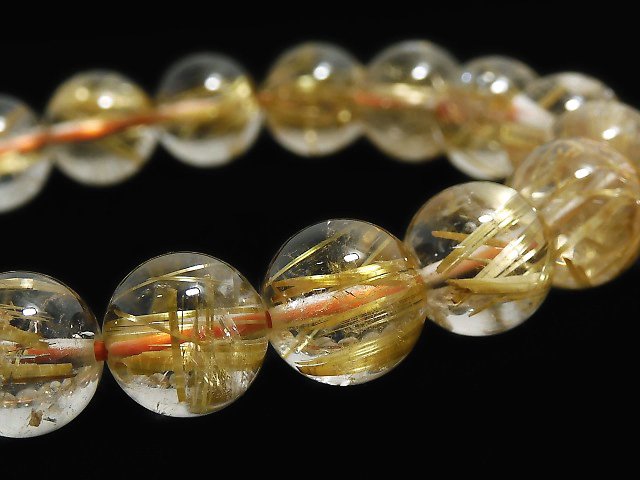 [Video][One of a kind] Rutilated Quartz AAA- Round 10mm Bracelet NO.317