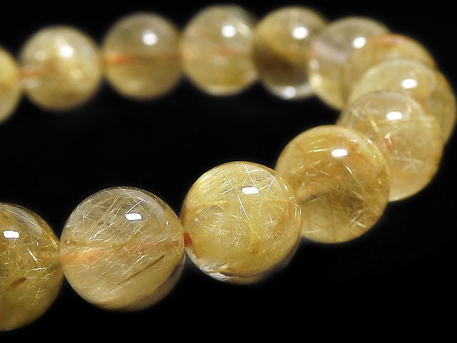 [Video][One of a kind] Rutilated Quartz AA+ Round 10mm Bracelet NO.411