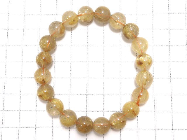 [Video][One of a kind] Rutilated Quartz AA+ Round 10mm Bracelet NO.411