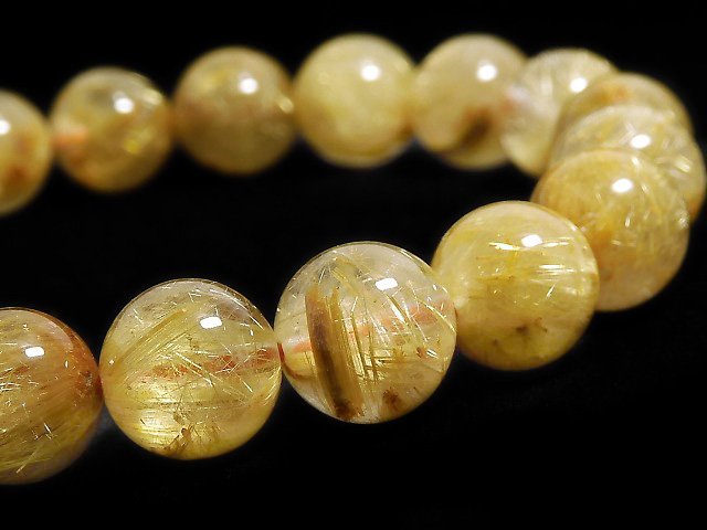 [Video][One of a kind] Rutilated Quartz AA+ Round 10mm Bracelet NO.412