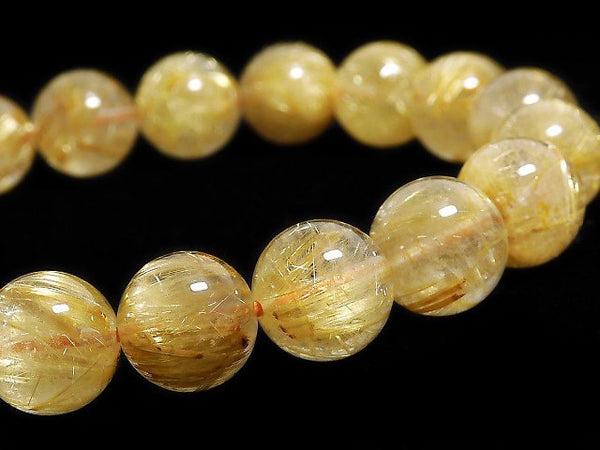 [Video][One of a kind] Rutilated Quartz AA+ Round 10mm Bracelet NO.415