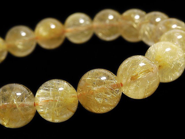 [Video][One of a kind] Rutilated Quartz AA+ Round 10mm Bracelet NO.417