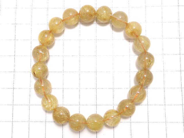 [Video][One of a kind] Rutilated Quartz AA+ Round 10mm Bracelet NO.417