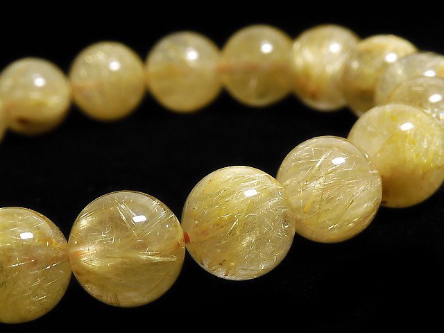 [Video][One of a kind] Rutilated Quartz AA+ Round 10mm Bracelet NO.418