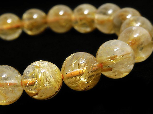 [Video][One of a kind] Rutilated Quartz AA++ Round 10mm Bracelet NO.514