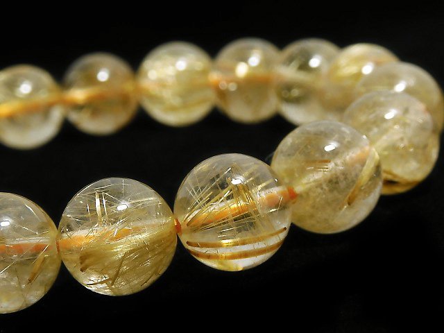 [Video][One of a kind] Rutilated Quartz AA++ Round 10.5mm Bracelet NO.516