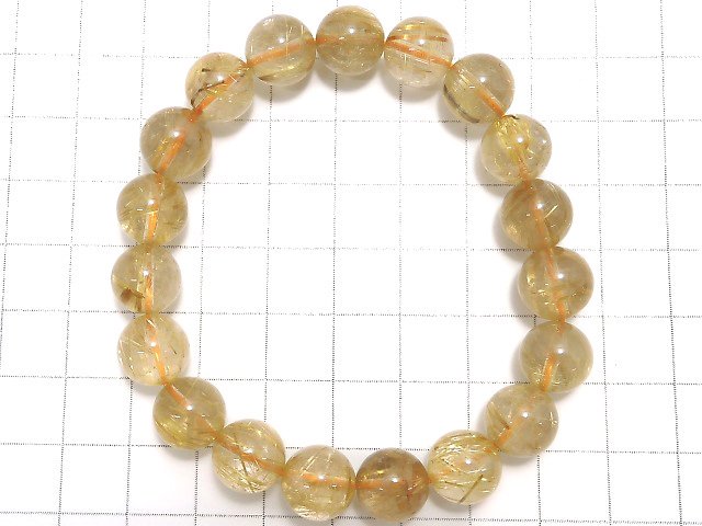 [Video][One of a kind] Rutilated Quartz AA++ Round 10.5mm Bracelet NO.516