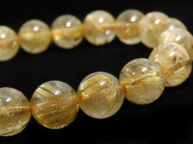 [Video][One of a kind] Rutilated Quartz AA++ Round 10mm Bracelet NO.517