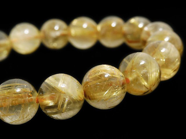 [Video][One of a kind] Rutilated Quartz AA++ Round 10.5mm Bracelet NO.518