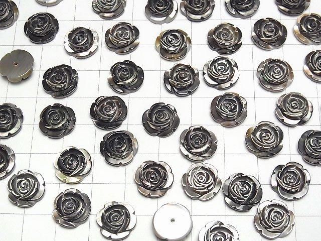 High Quality Black Shell (Black-lip Oyster) AAA Rose 12mm [Half Drilled Hole] 3pcs