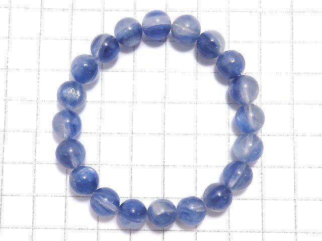 [Video][One of a kind] Kyanite & Crystal Round 9mm Bracelet NO.38