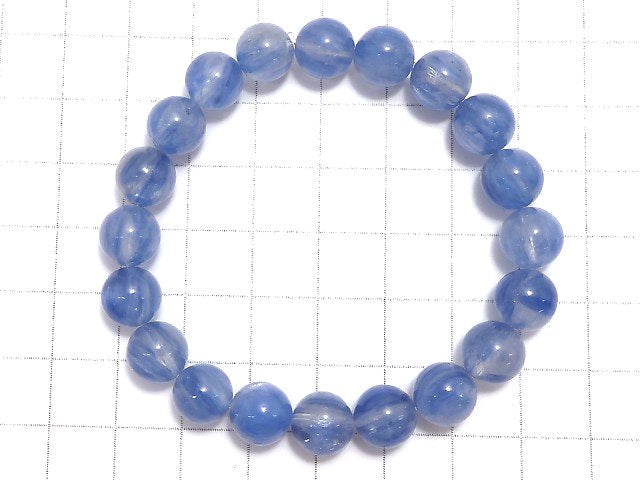 [Video][One of a kind] Kyanite & Crystal Round 9mm Bracelet NO.39