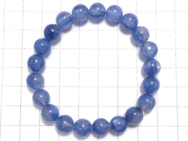 [Video][One of a kind] Kyanite & Crystal Round 9mm Bracelet NO.40