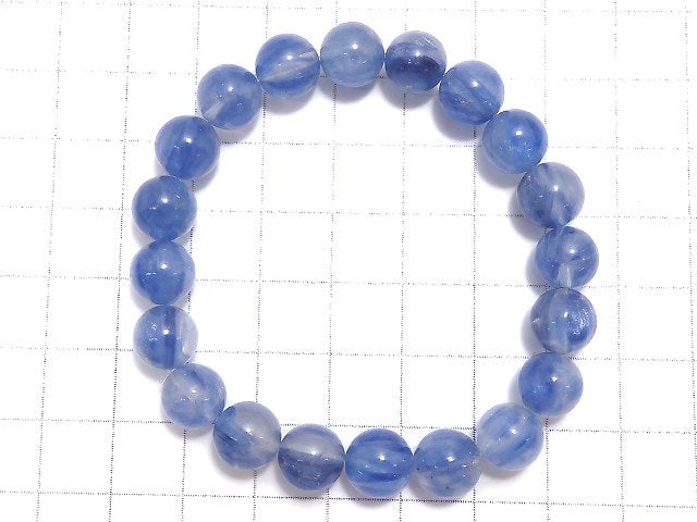 [Video][One of a kind] Kyanite & Crystal Round 9mm Bracelet NO.42