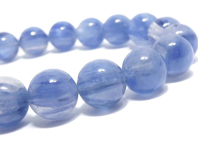 [Video][One of a kind] Kyanite & Crystal Round 9.5mm Bracelet NO.44