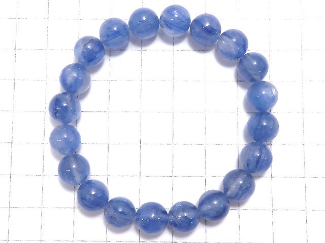 [Video][One of a kind] Kyanite & Crystal Round 9.5mm Bracelet NO.44