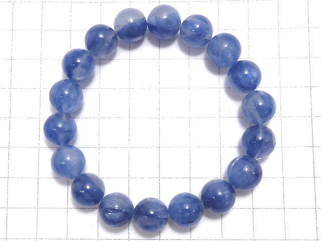 [Video][One of a kind] Kyanite & Crystal Round 11mm Bracelet NO.46