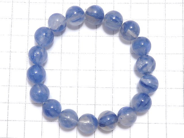 [Video][One of a kind] Kyanite & Crystal Round 11mm Bracelet NO.47