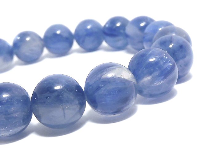 [Video][One of a kind] Kyanite & Crystal Round 11mm Bracelet NO.48