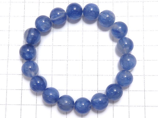 [Video][One of a kind] Kyanite & Crystal Round 11mm Bracelet NO.48