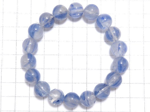 [Video][One of a kind] Kyanite & Crystal Round 11mm Bracelet NO.49