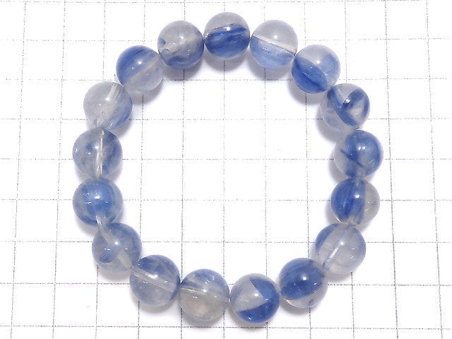 [Video][One of a kind] Kyanite & Crystal Round 11.5mm Bracelet NO.52