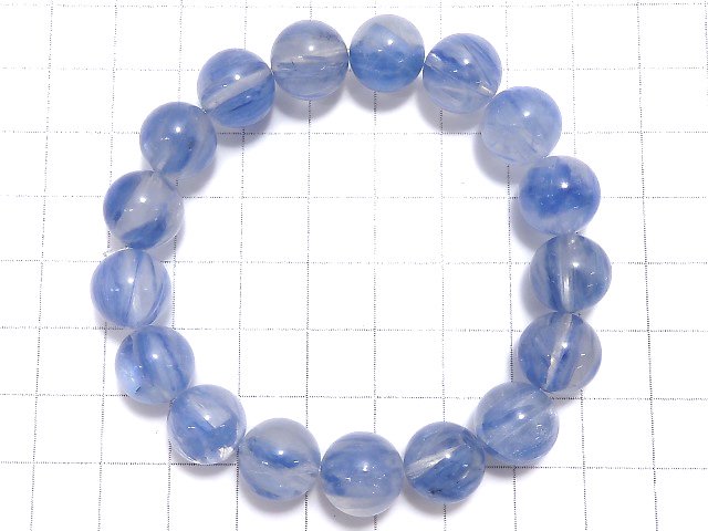 [Video][One of a kind] Kyanite & Crystal Round 11.5mm Bracelet NO.53