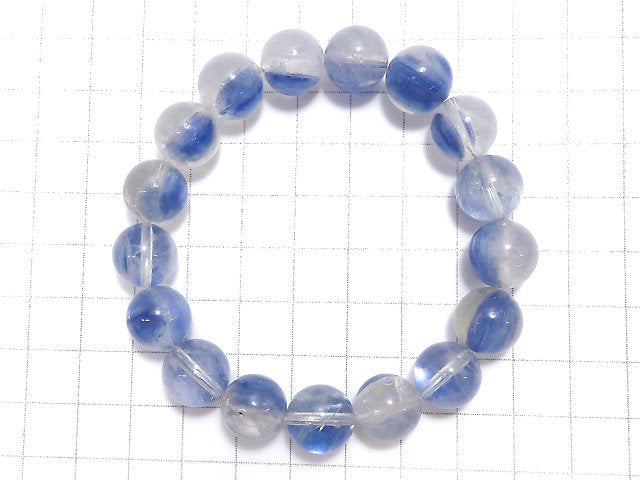 [Video][One of a kind] Kyanite & Crystal Round 11.5mm Bracelet NO.54