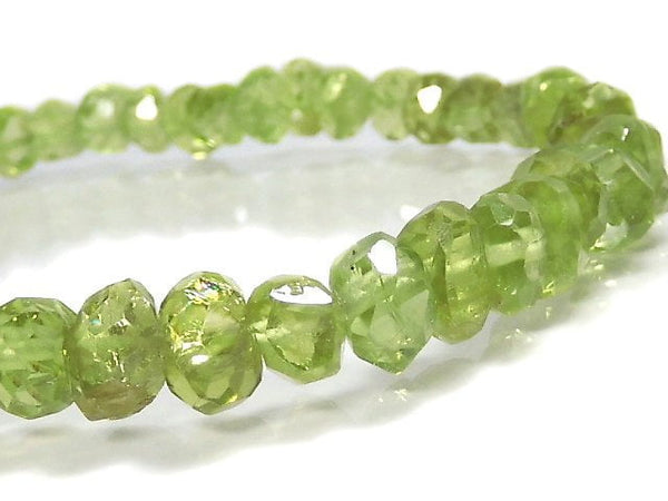 [Video][One of a kind] High Quality Peridot AAA- Faceted Nugget Bracelet NO.31