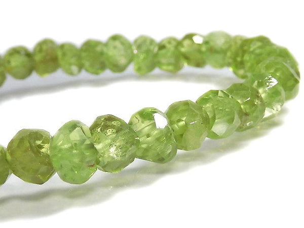 [Video][One of a kind] High Quality Peridot AAA- Faceted Nugget Bracelet NO.32