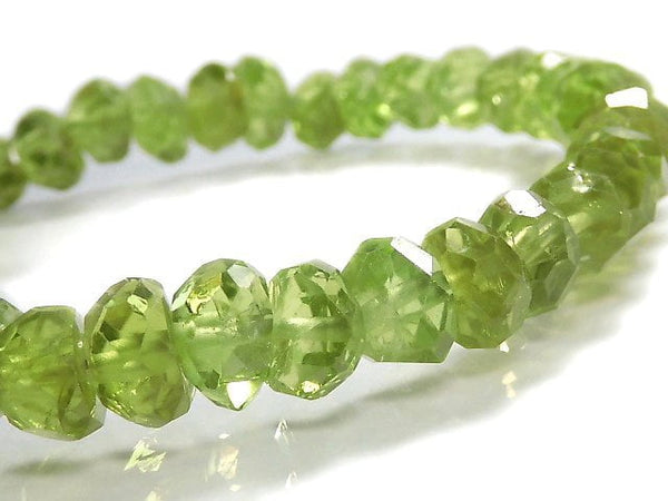 [Video][One of a kind] High Quality Peridot AAA- Faceted Nugget Bracelet NO.34