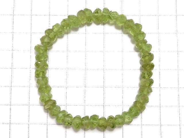 [Video][One of a kind] High Quality Peridot AAA- Faceted Nugget Bracelet NO.34