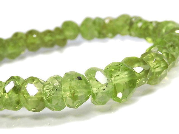 [Video][One of a kind] High Quality Peridot AA++ Faceted Nugget Bracelet NO.36