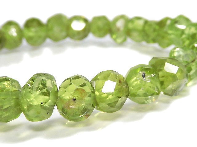 [Video][One of a kind] High Quality Peridot AA++ Faceted Nugget Bracelet NO.38