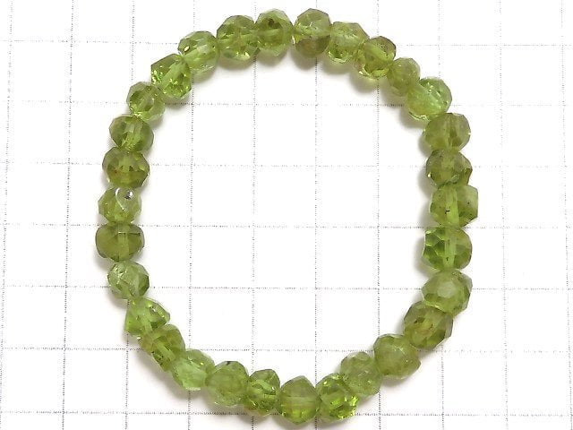 [Video][One of a kind] High Quality Peridot AA++ Faceted Nugget Bracelet NO.38