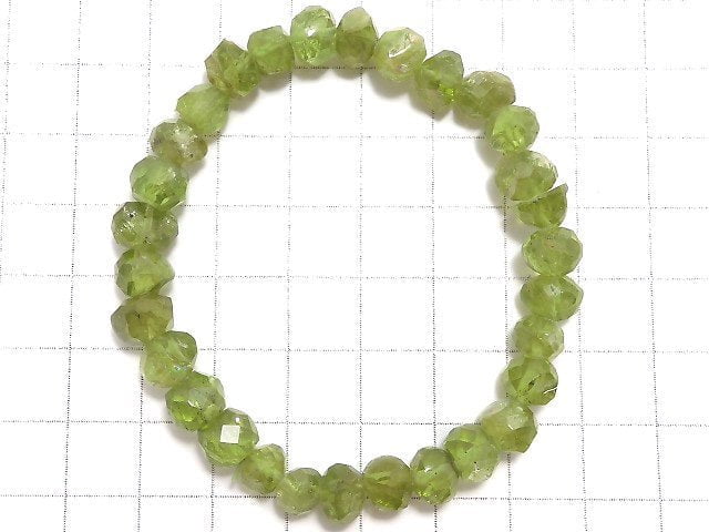 [Video][One of a kind] High Quality Peridot AA++ Faceted Nugget Bracelet NO.39