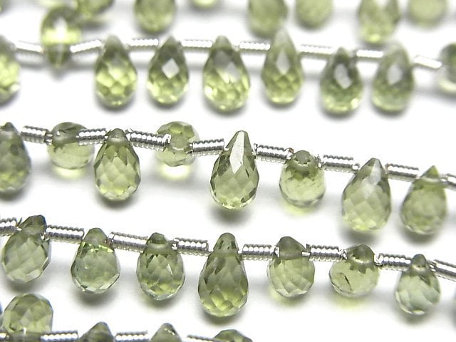 [Video]High Quality Green Apatite AAA Drop Faceted Briolette [Light color] half or 1strand beads (aprx.7inch/18cm)