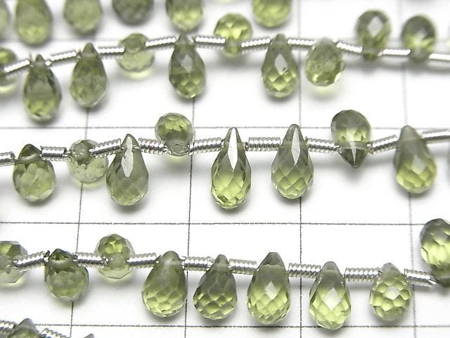 [Video]High Quality Green Apatite AAA Drop Faceted Briolette [Light color] half or 1strand beads (aprx.7inch/18cm)